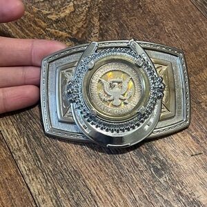 Silver Ornate Half Dollar Belt Buckle